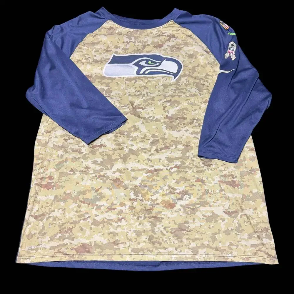 Nike Seattle Seahawks NFL On-Field Salute To Service 3/4 Raglan Camo Tee XXL